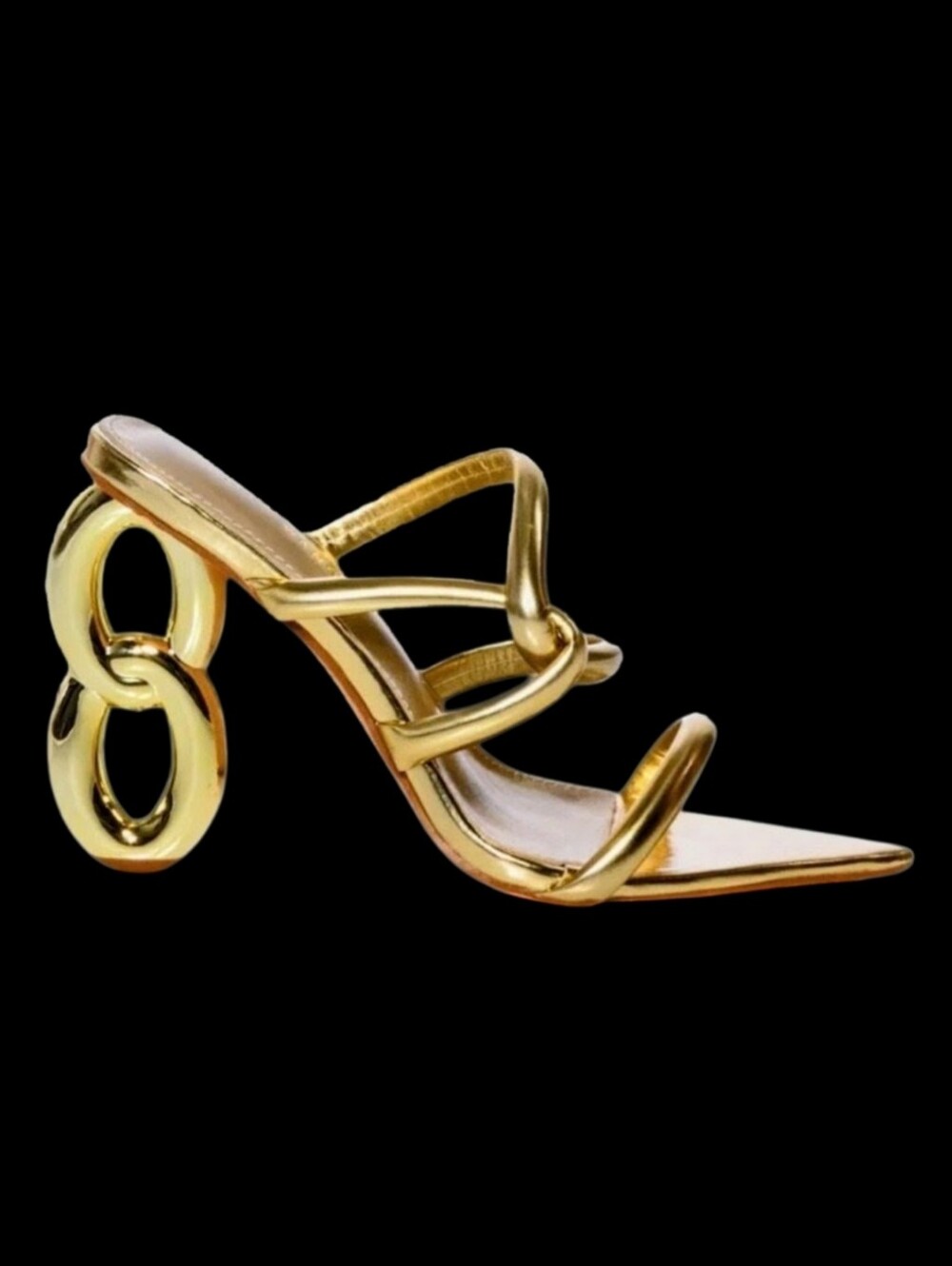 AZALEA WANG Golden Strappy Pointy Toe Sandals